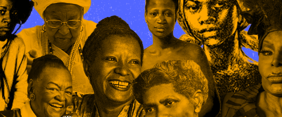 imagens de diversas mulheres negras, estilizadas em tom sépia