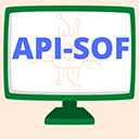 Imagem estilizada de um computador com o texto API-SOF